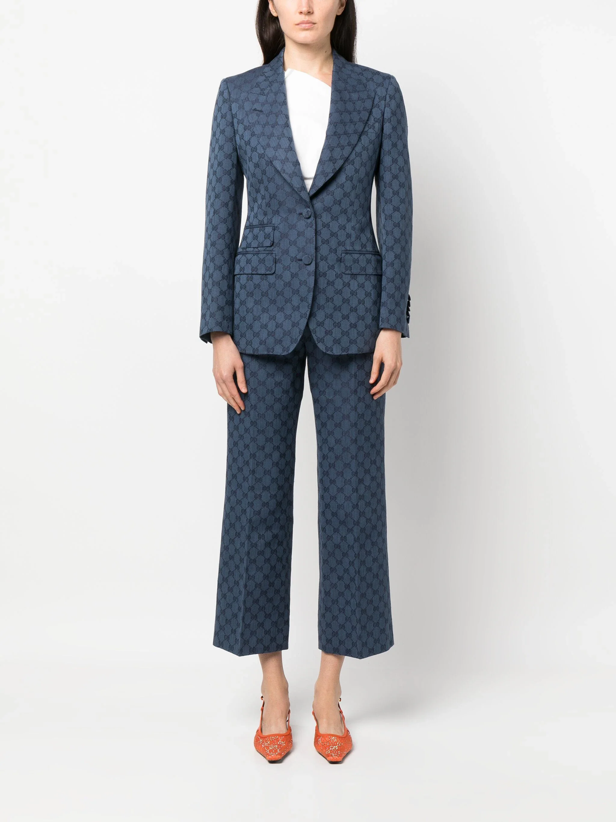 GG Logo-Jacquard Single-Breast Blazer - Image 2
