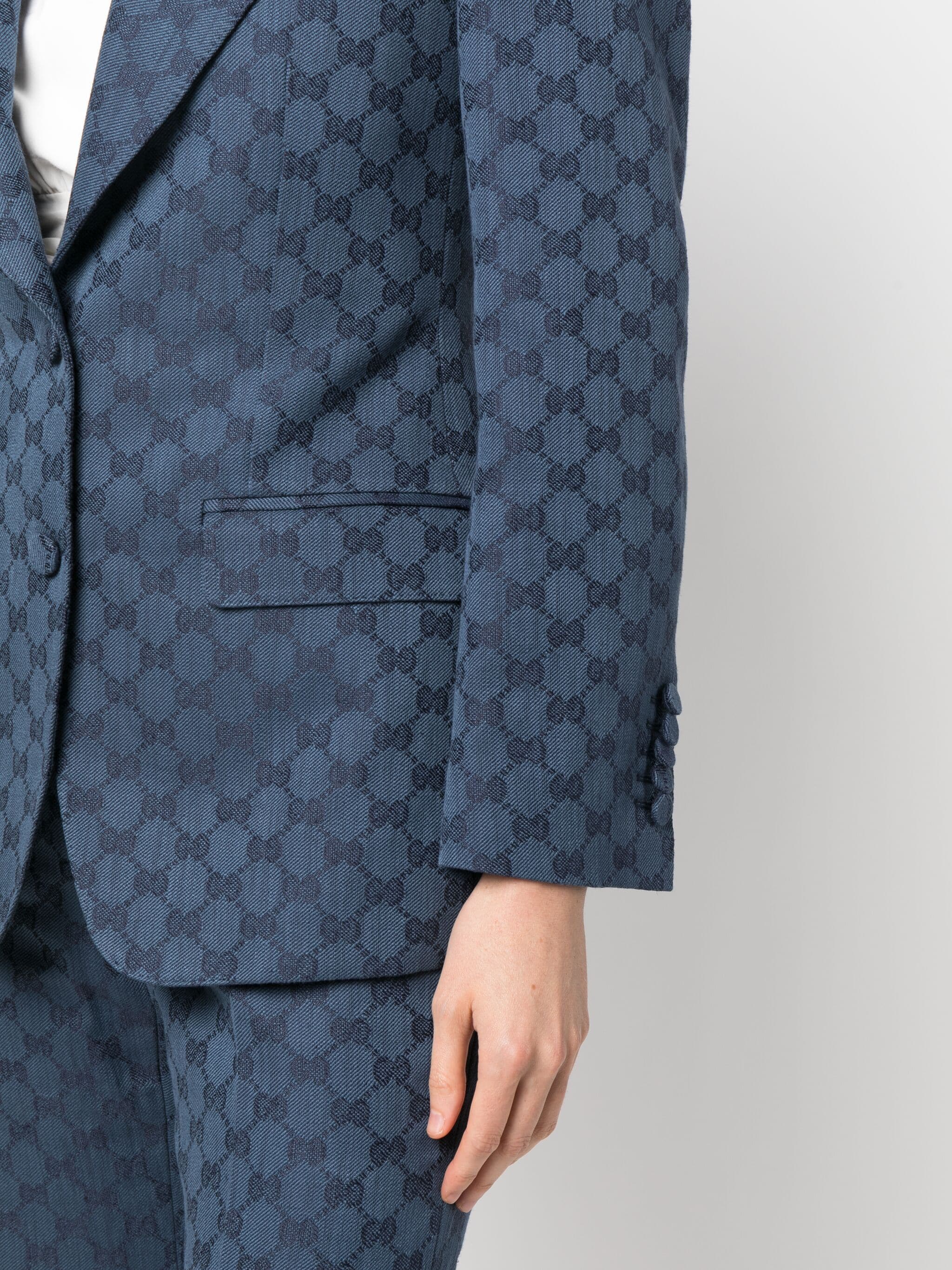 GG Logo-Jacquard Single-Breast Blazer - Image 5