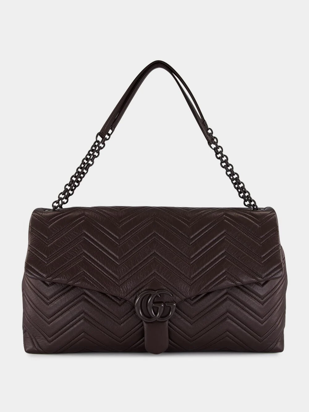 GG Marmont Shoulder Bag in Chocolate Brown Leather - Image 2
