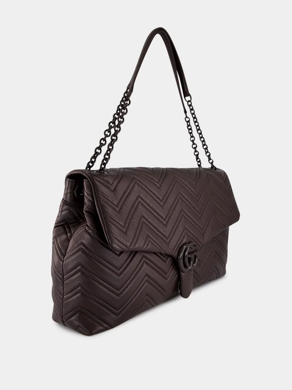 GG Marmont Shoulder Bag in Chocolate Brown Leather - Image 3