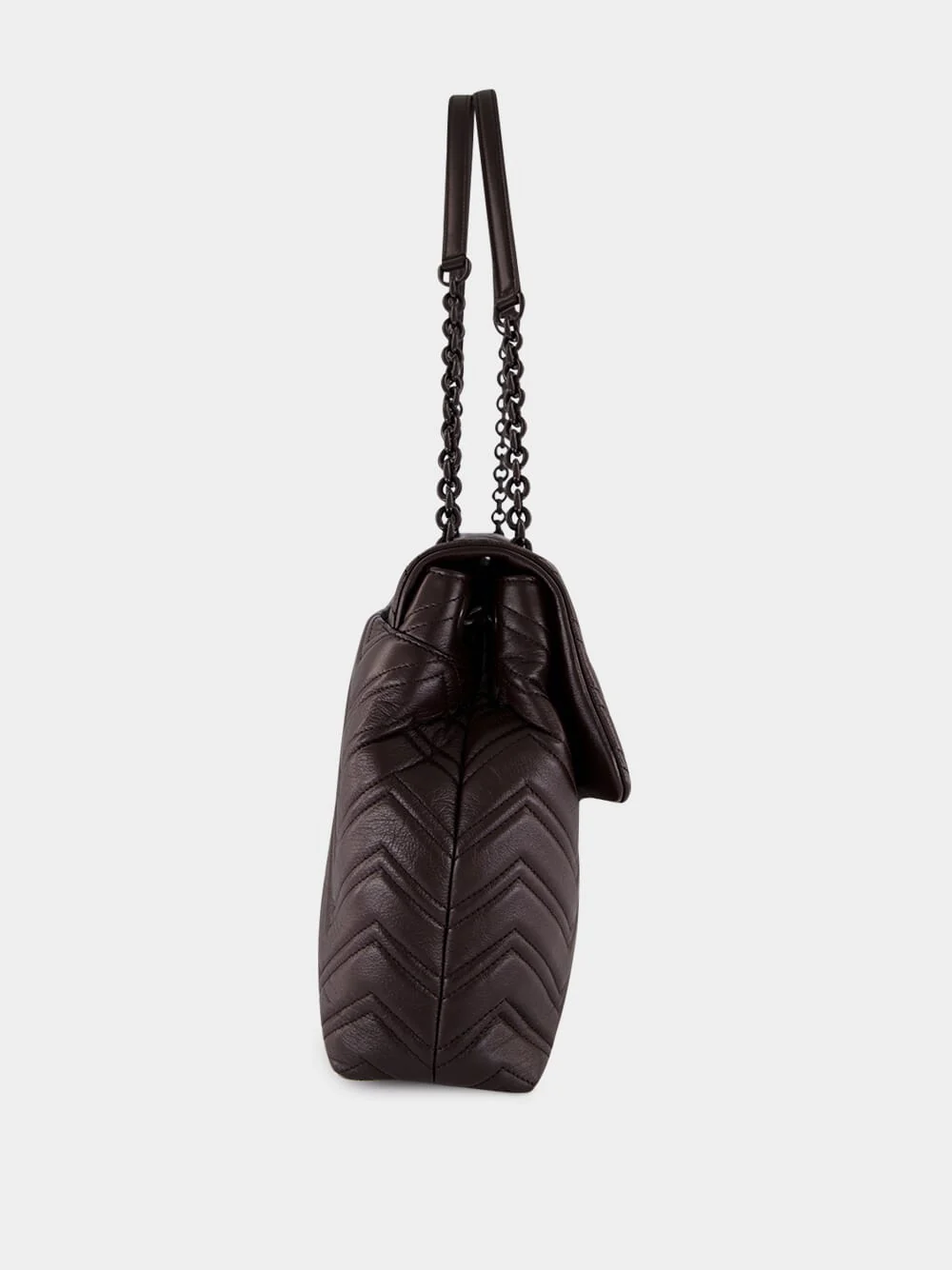 GG Marmont Shoulder Bag in Chocolate Brown Leather - Image 4