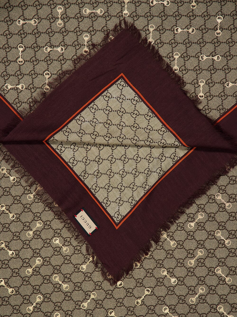 GG Print With Horsebits Silk Scarf - Image 2