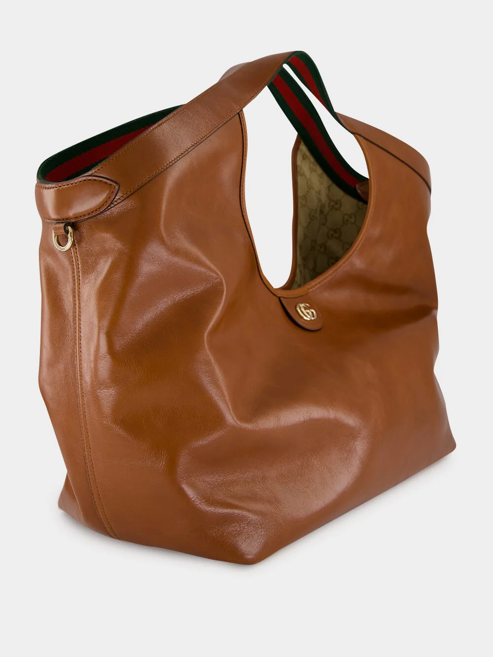 Giglio Large Tote Bag in Dark Brown Glossy Leather - Image 2