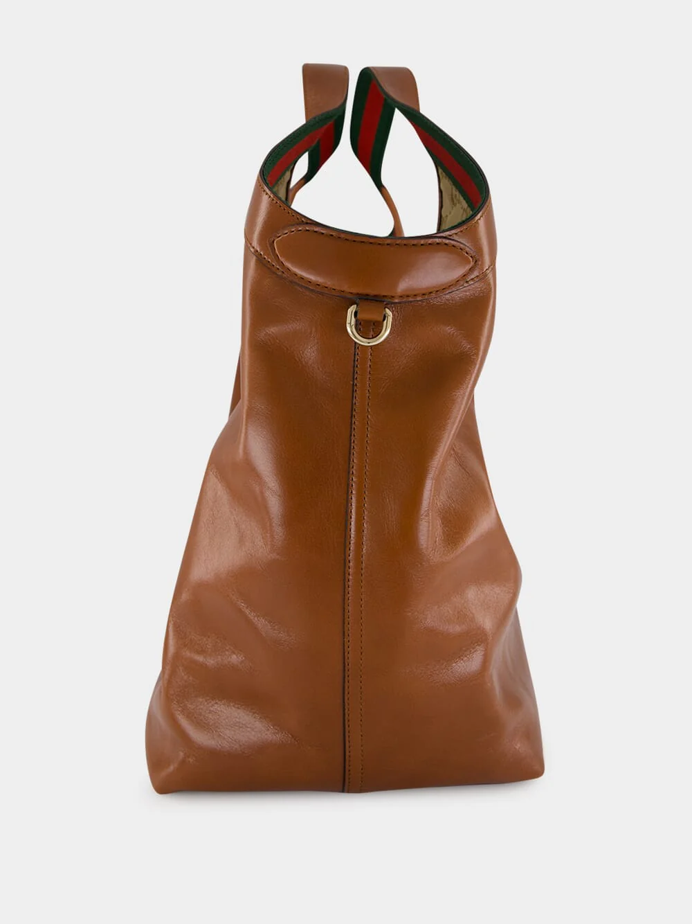 Giglio Large Tote Bag in Dark Brown Glossy Leather - Image 3