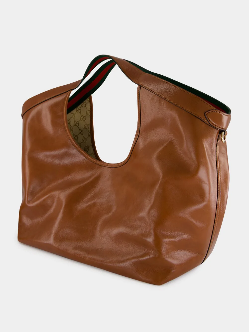 Giglio Large Tote Bag in Dark Brown Glossy Leather - Image 4