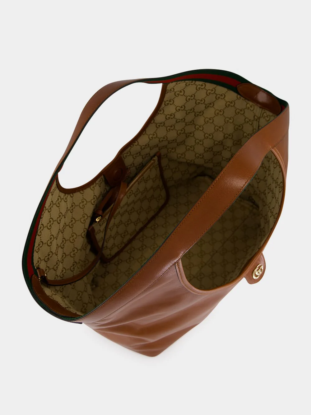 Giglio Large Tote Bag in Dark Brown Glossy Leather - Image 5