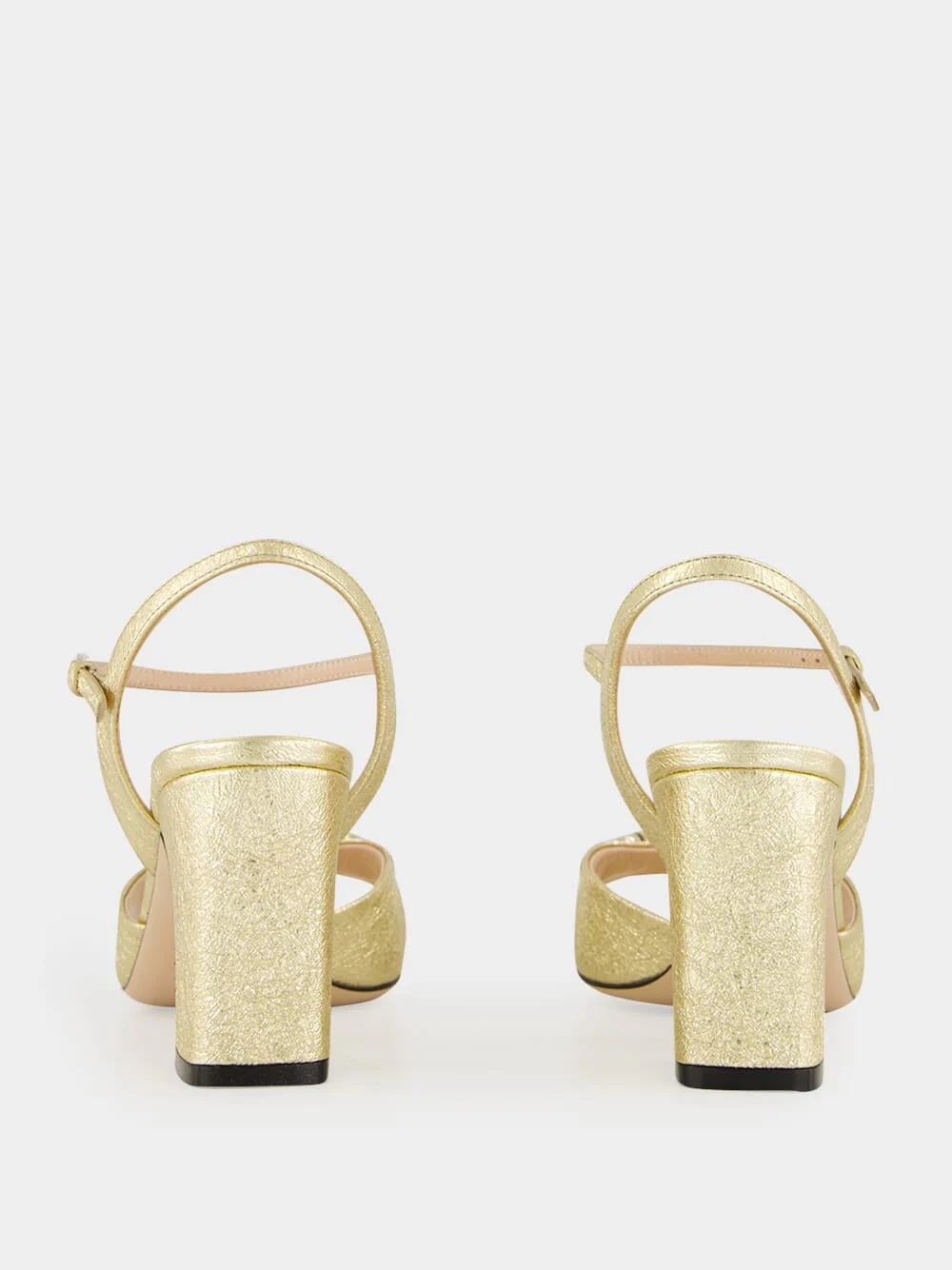 Gold Metallic Leather Horsebit Sandals - Image 5