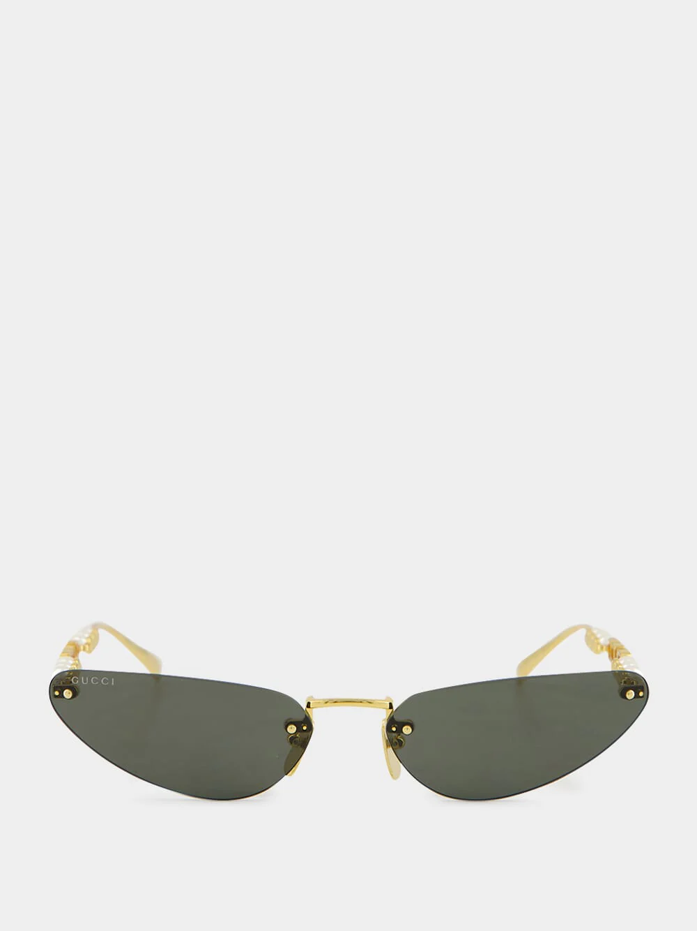 Gold-Toned Cat-Eye Sunglasses with Pearls