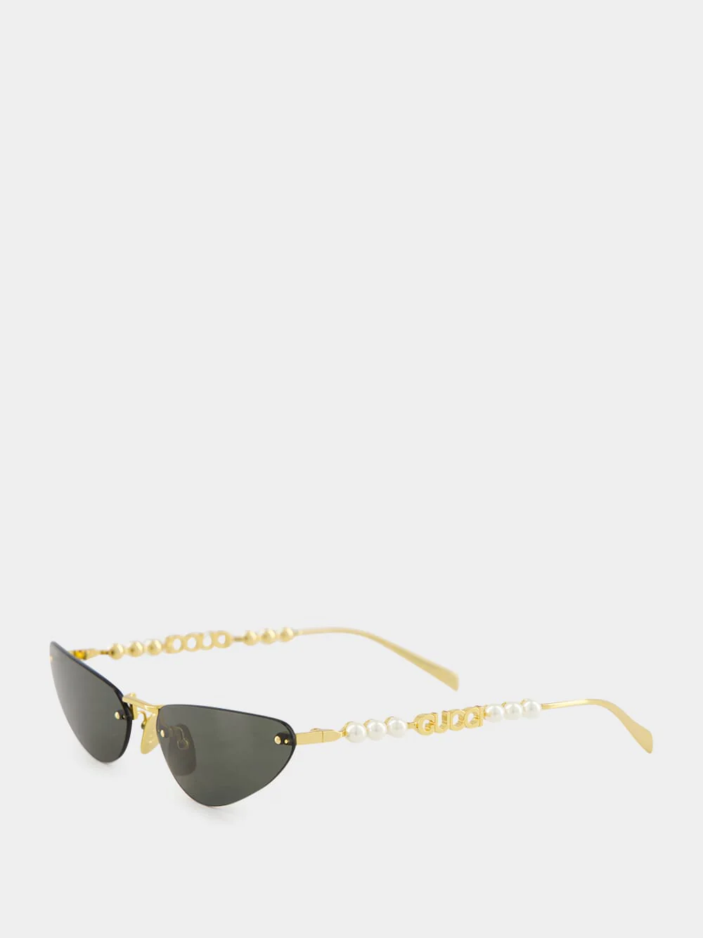 Gold-Toned Cat-Eye Sunglasses with Pearls - Image 3