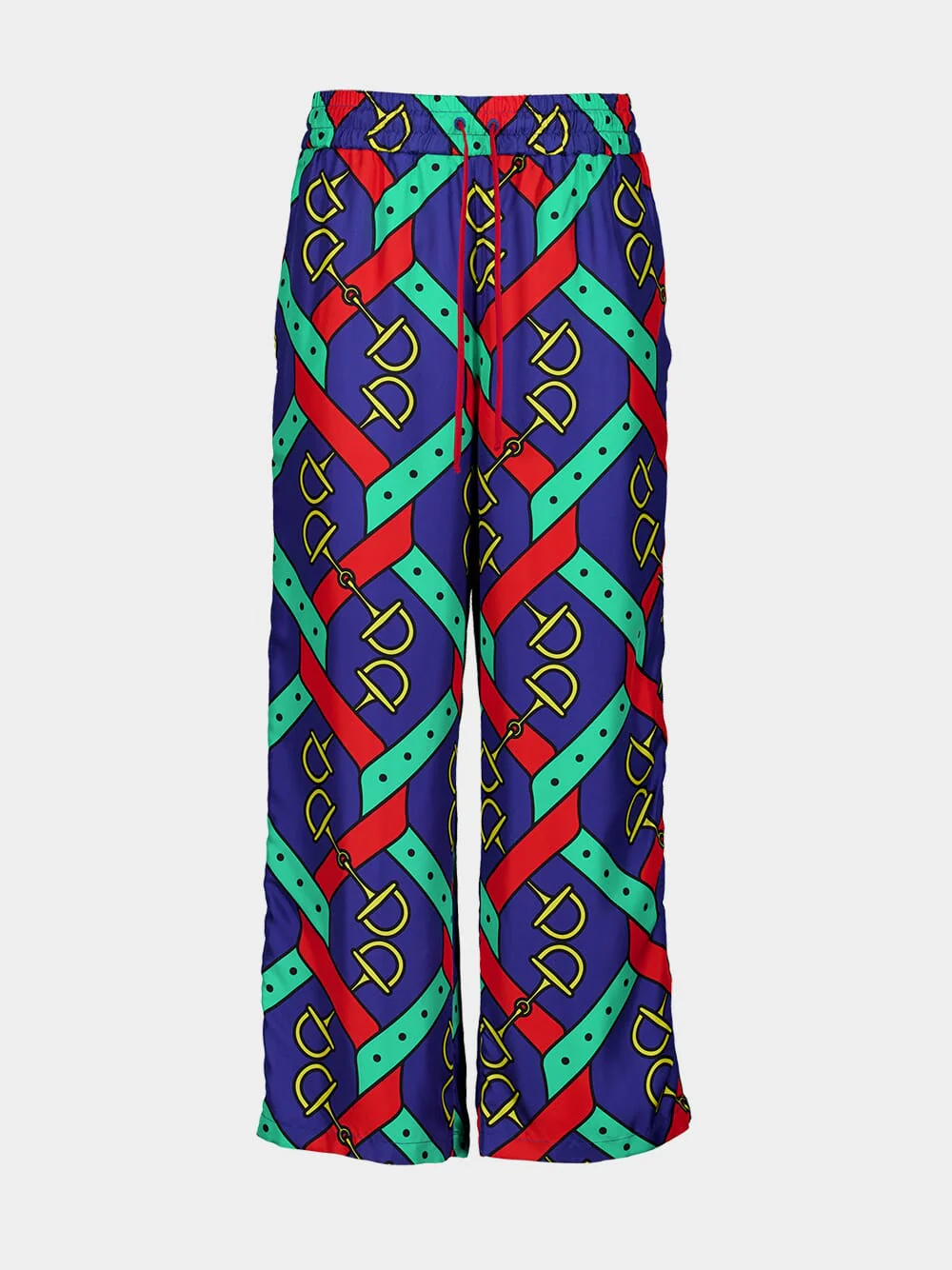 Graphic-Print Silk Cropped Trousers