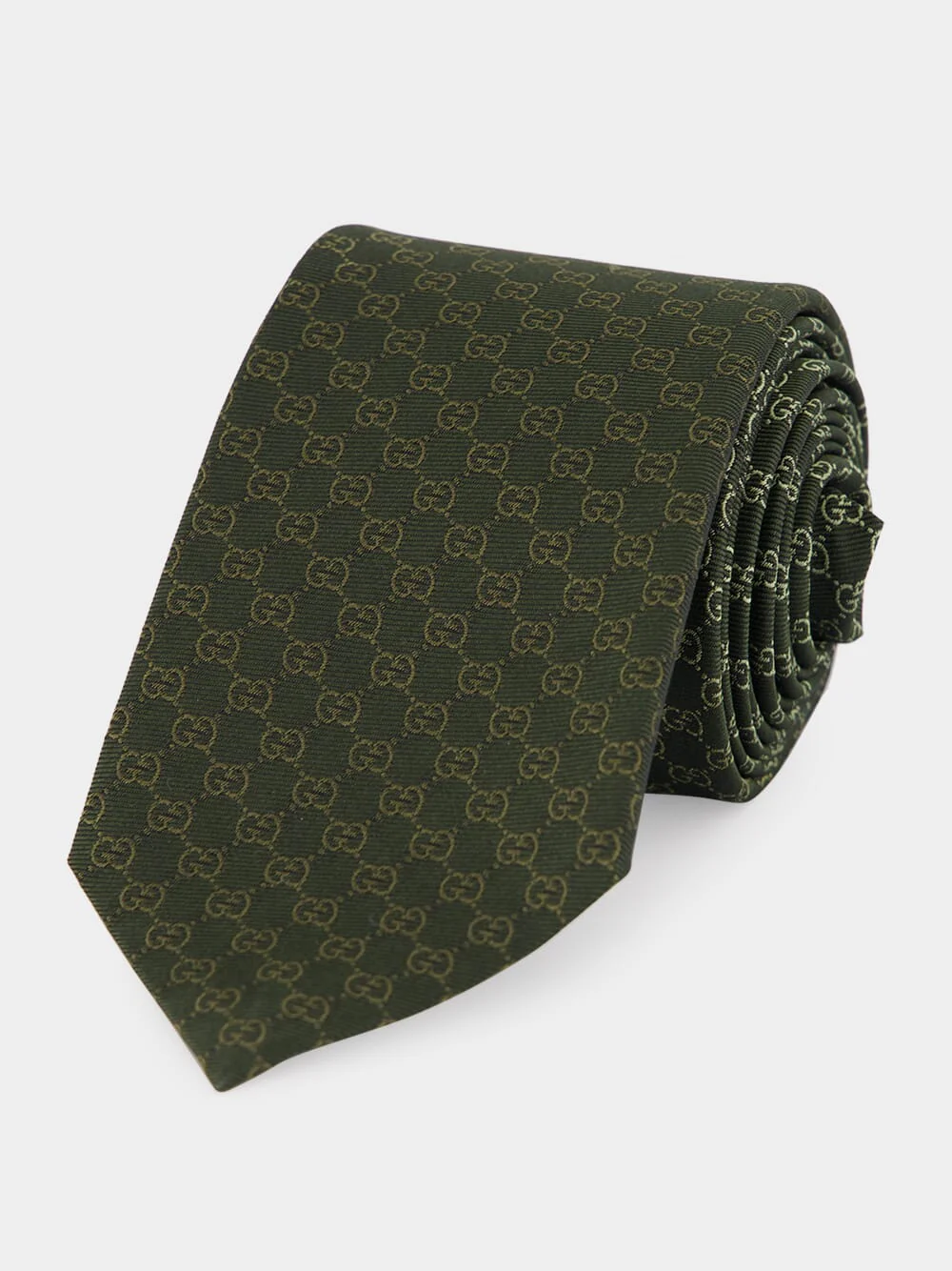 Green and Light Green GG Silk Jacquard Tie