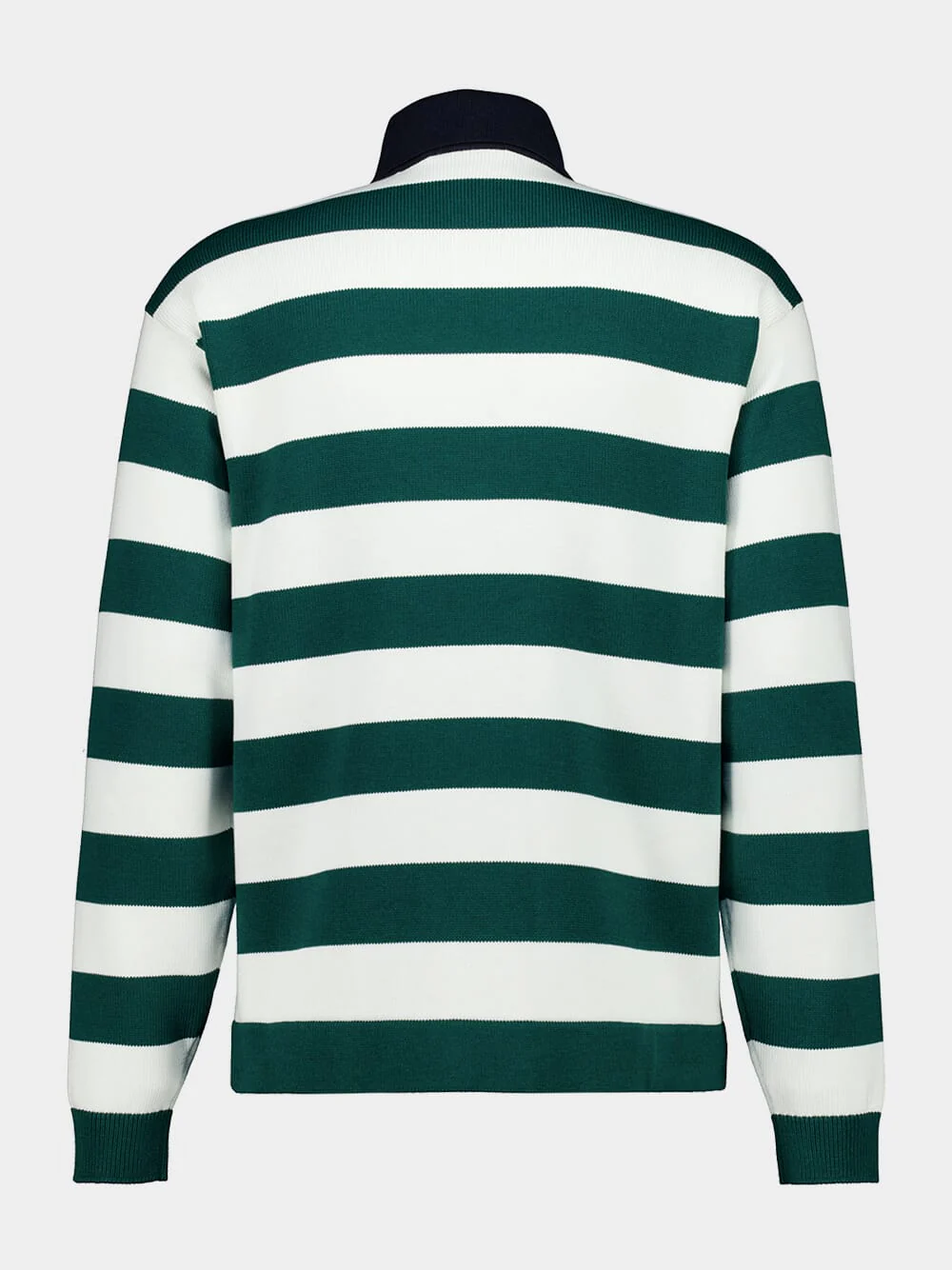 Green and White Striped Cotton Polo - Image 2