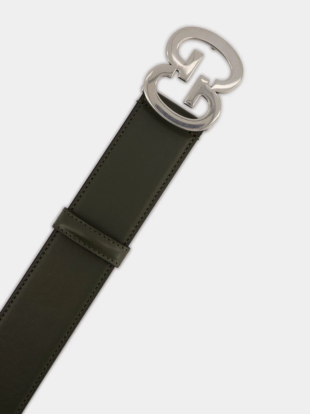 GG Green Buckle Leather Belt - Image 2