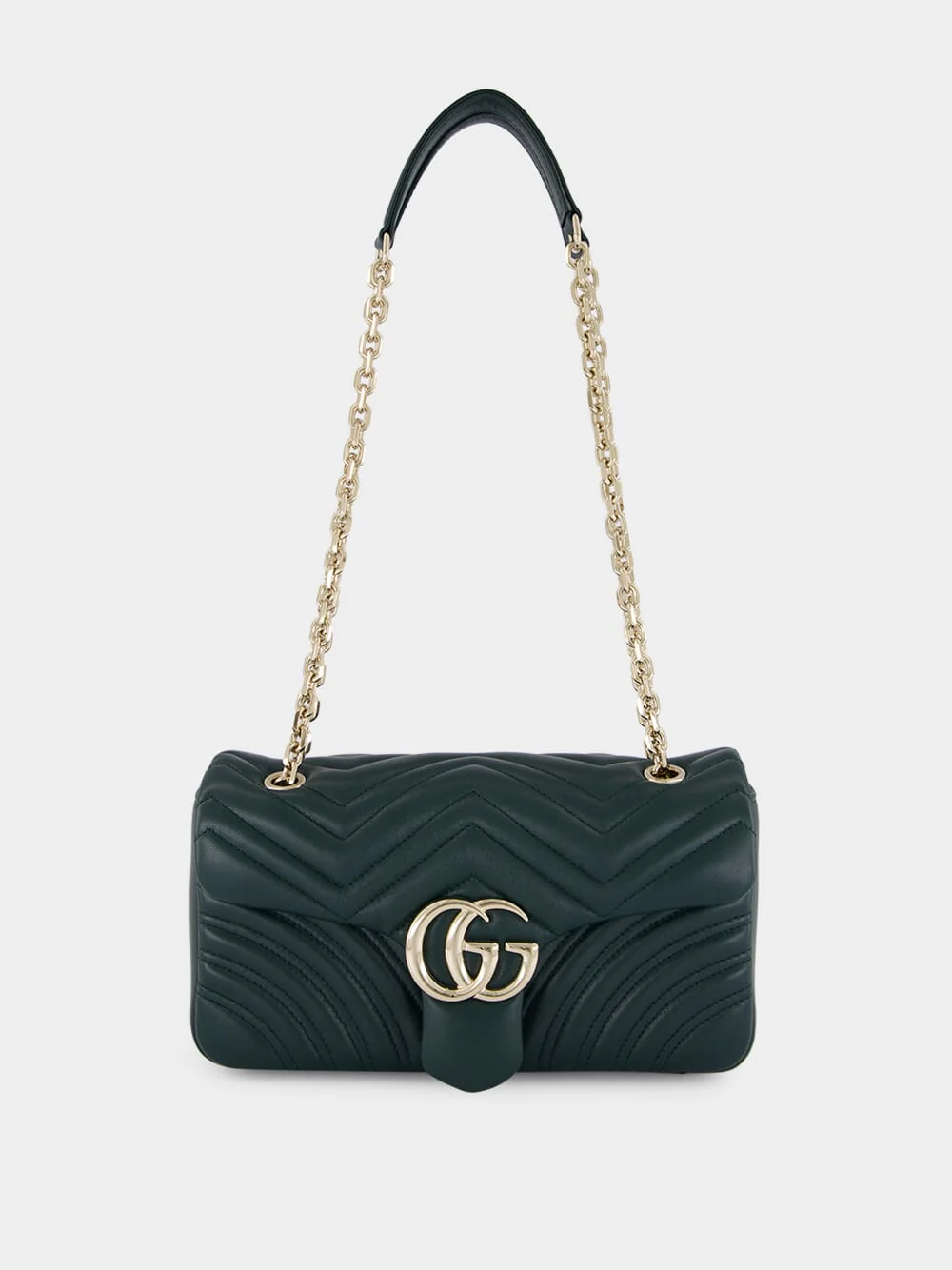 Green GG Marmont Leather Shoulder Bag - Image 2