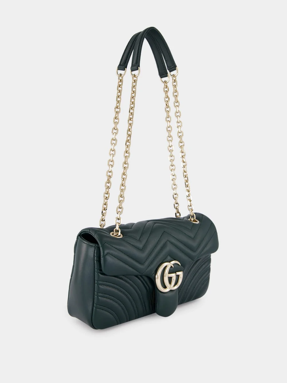 Green GG Marmont Leather Shoulder Bag - Image 3