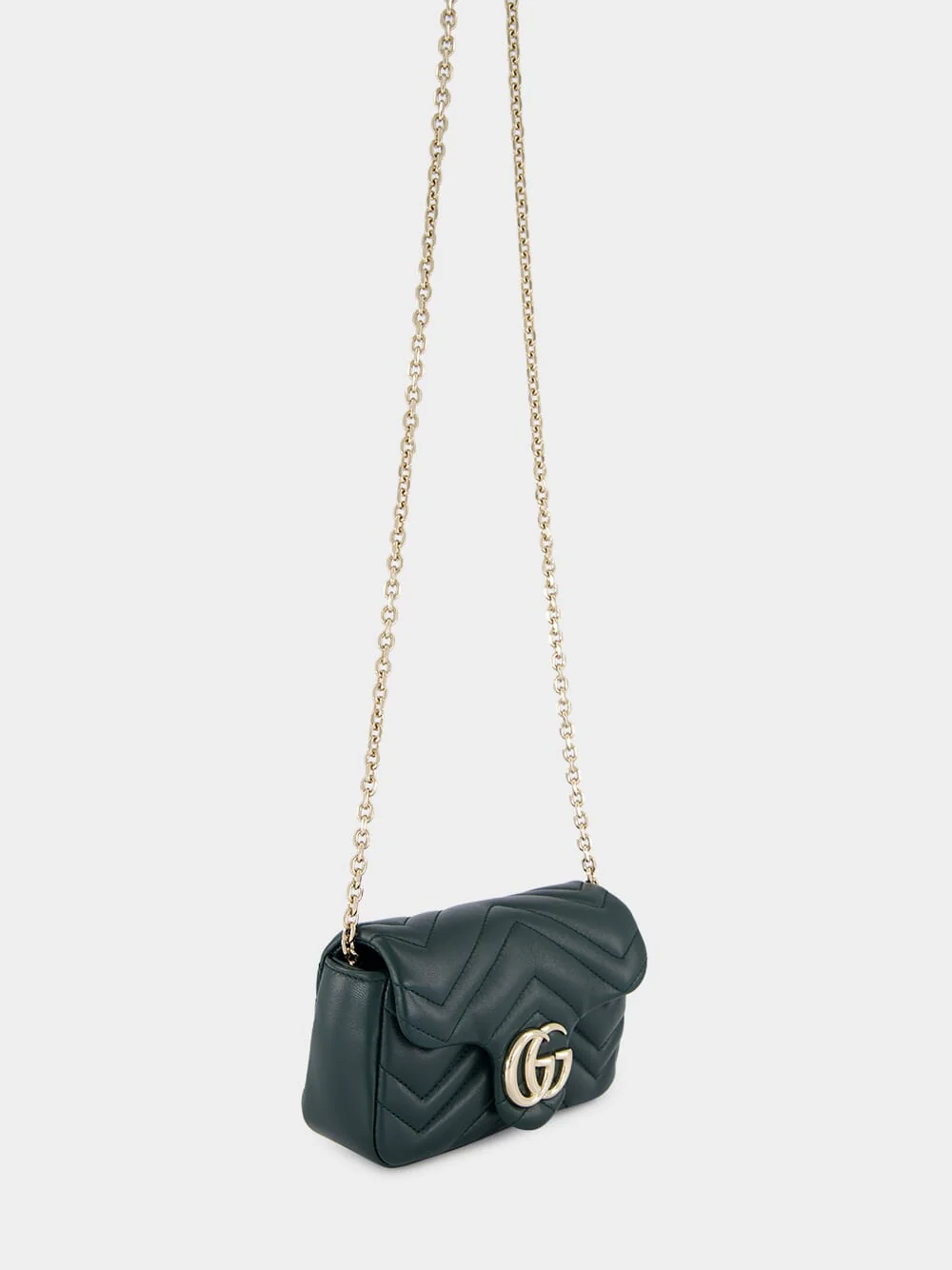 Green GG Marmont Mini Leather Shoulder Bag - Image 3