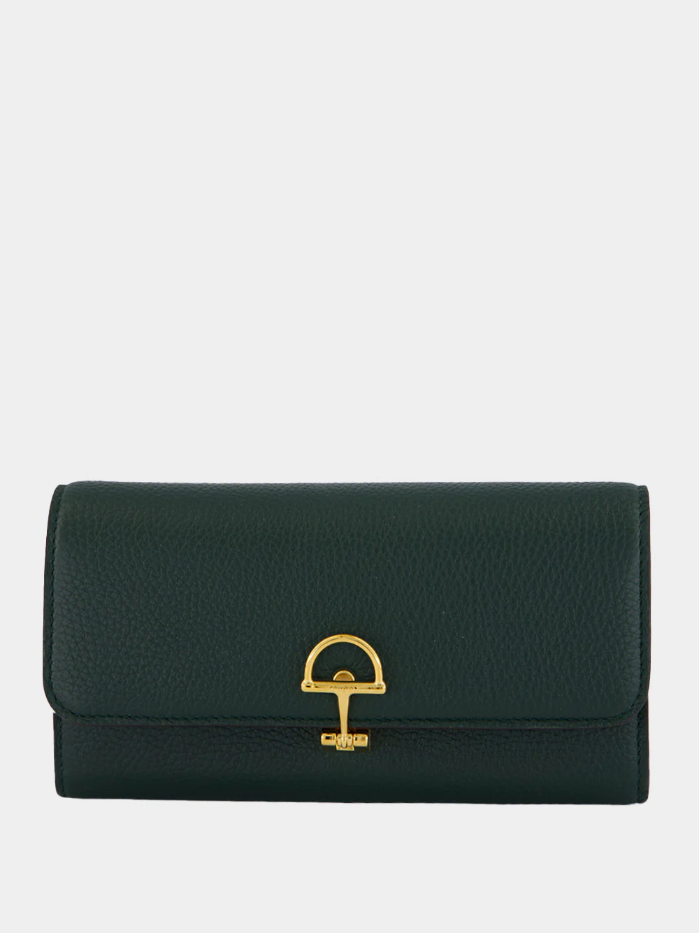 Green Half Horsebit Leather Continental Wallet