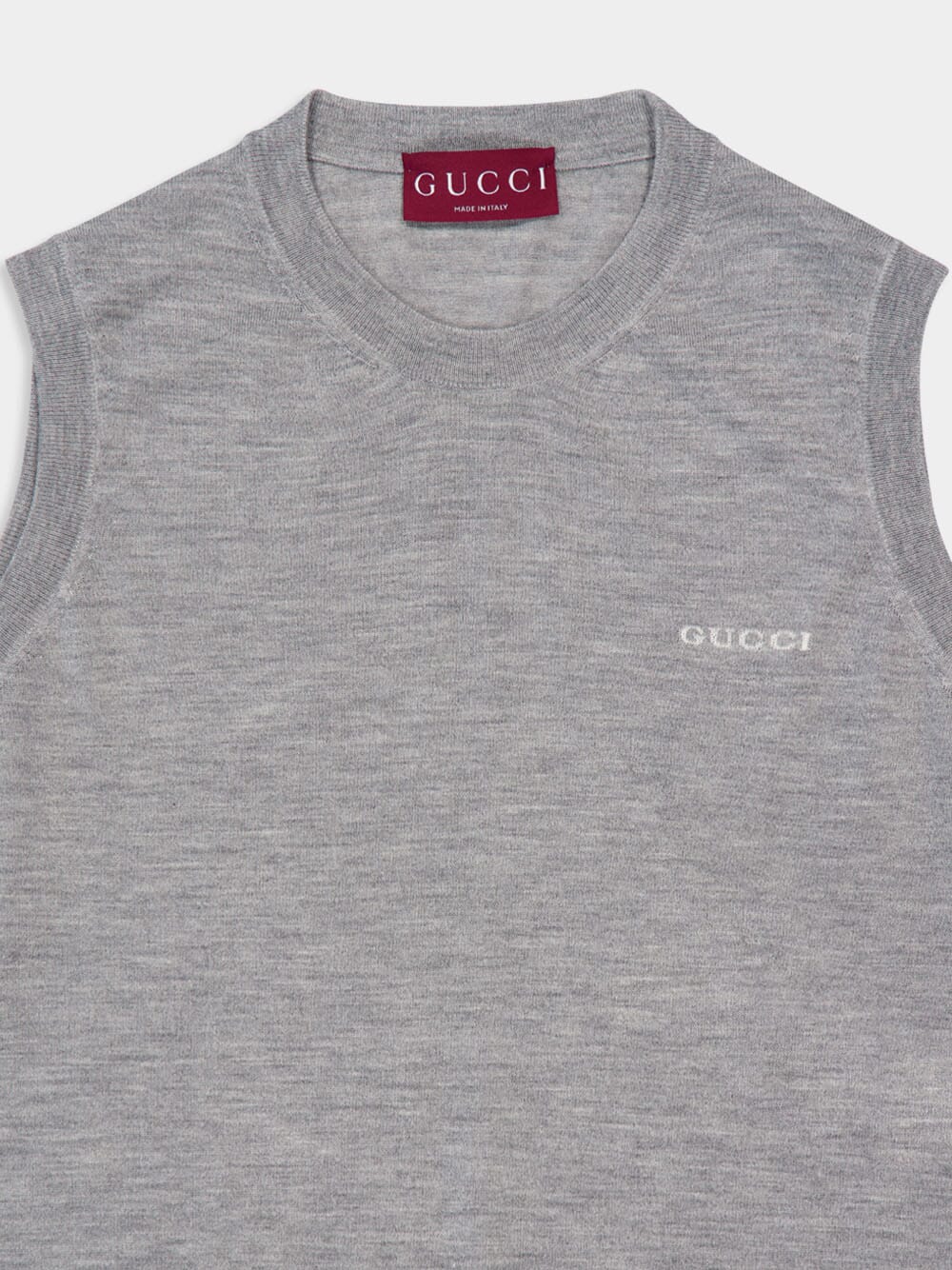 Grey Mélange Cashmere Silk Sleeveless Knit Top - Image 3