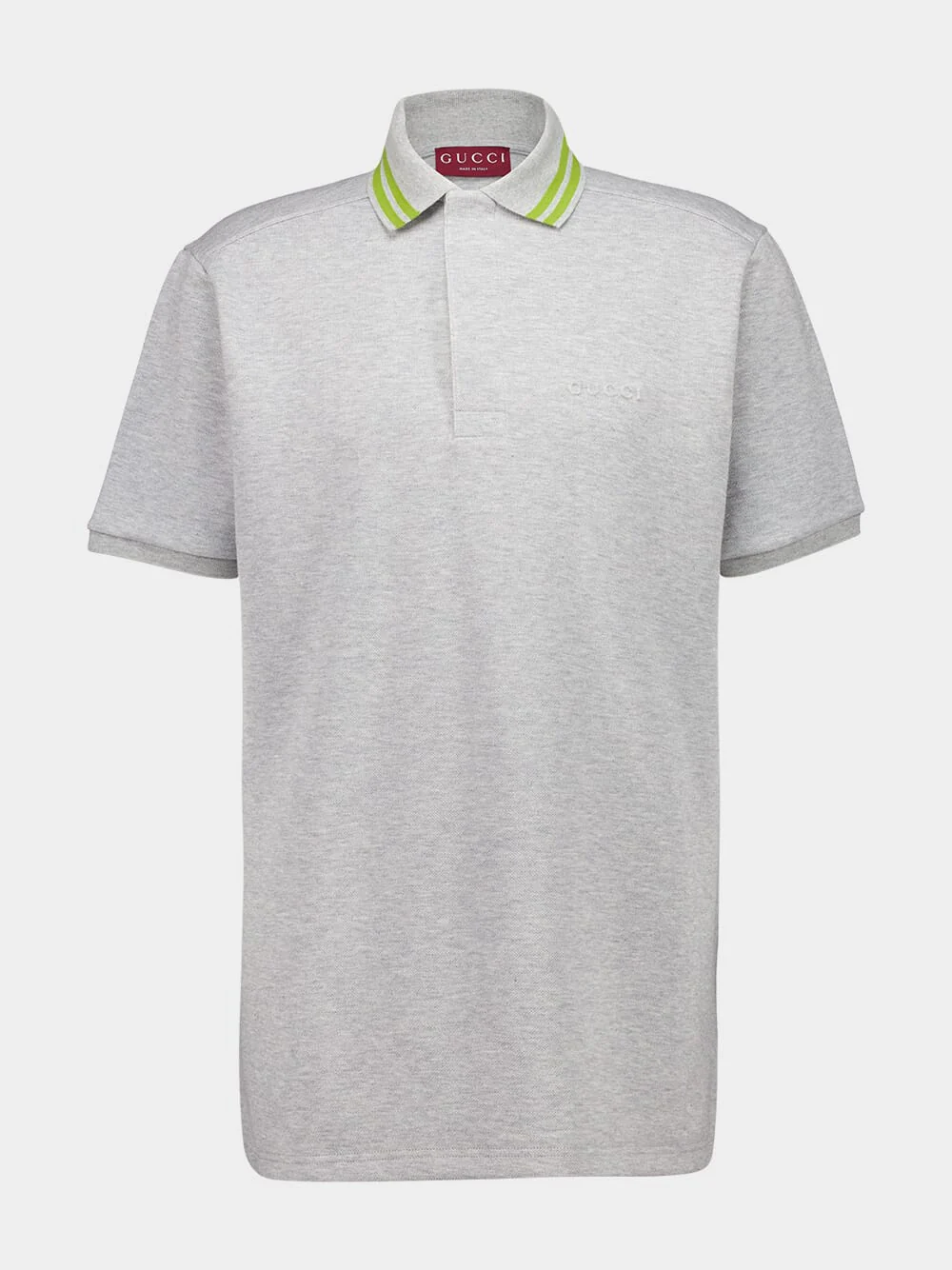 Grey Mélange Cotton Piquet Polo Top