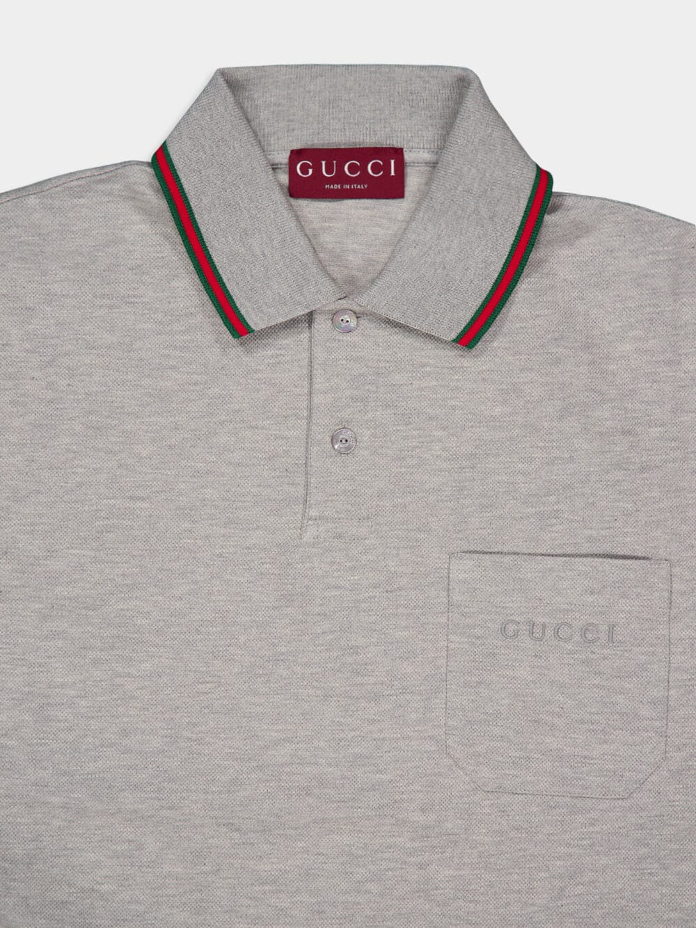 Grey Melange Stretch Cotton Polo - Image 3