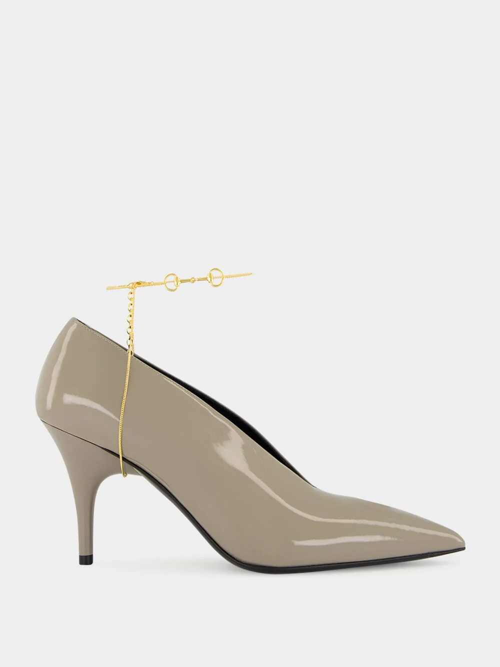 Grey Patent Leather 97 Heeled Pumps