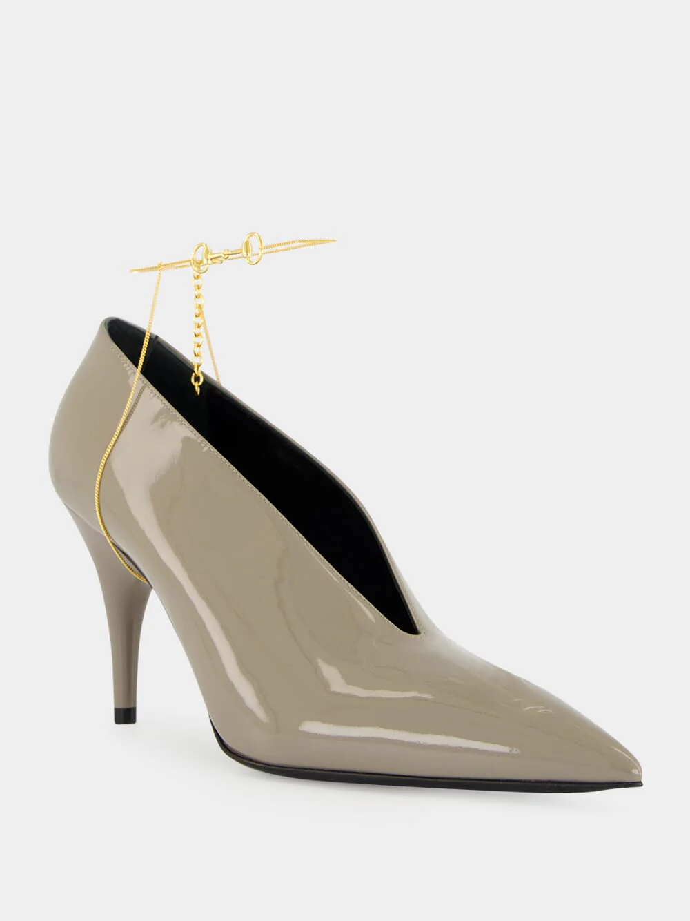 Grey Patent Leather 97 Heeled Pumps - Image 2