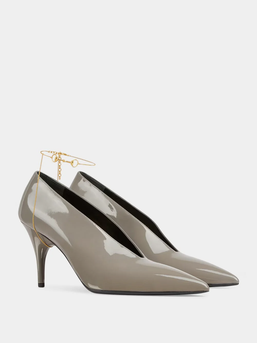Grey Patent Leather 97 Heeled Pumps - Image 3