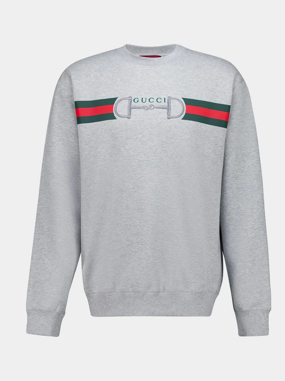 Grey Sweatshirt with Web and Horsebit