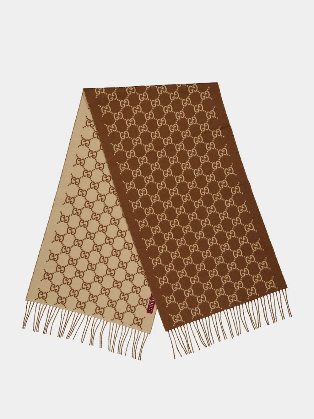 Havana Brown and Beige GG Cashmere Shawl