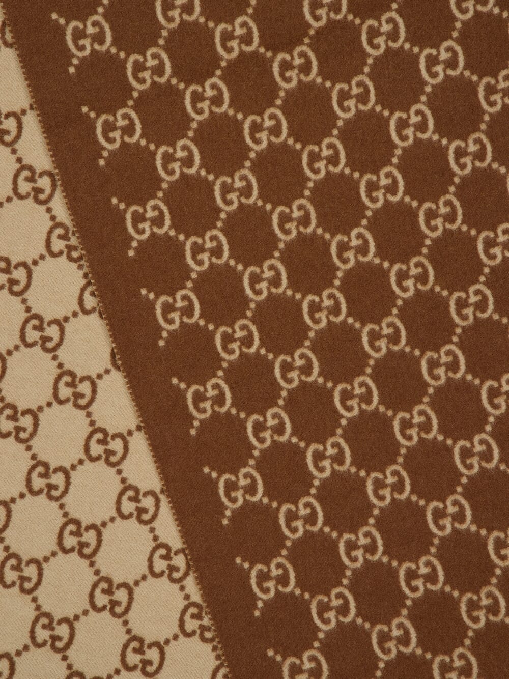 Havana Brown and Beige GG Cashmere Shawl - Image 2