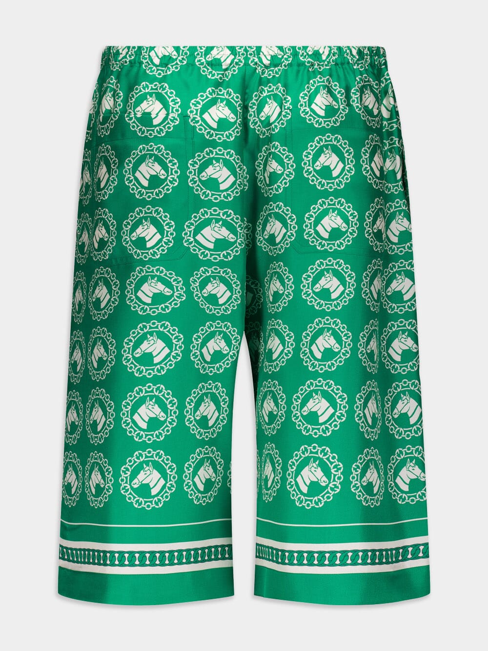 Horse-Graphic Print Silk Shorts - Image 2