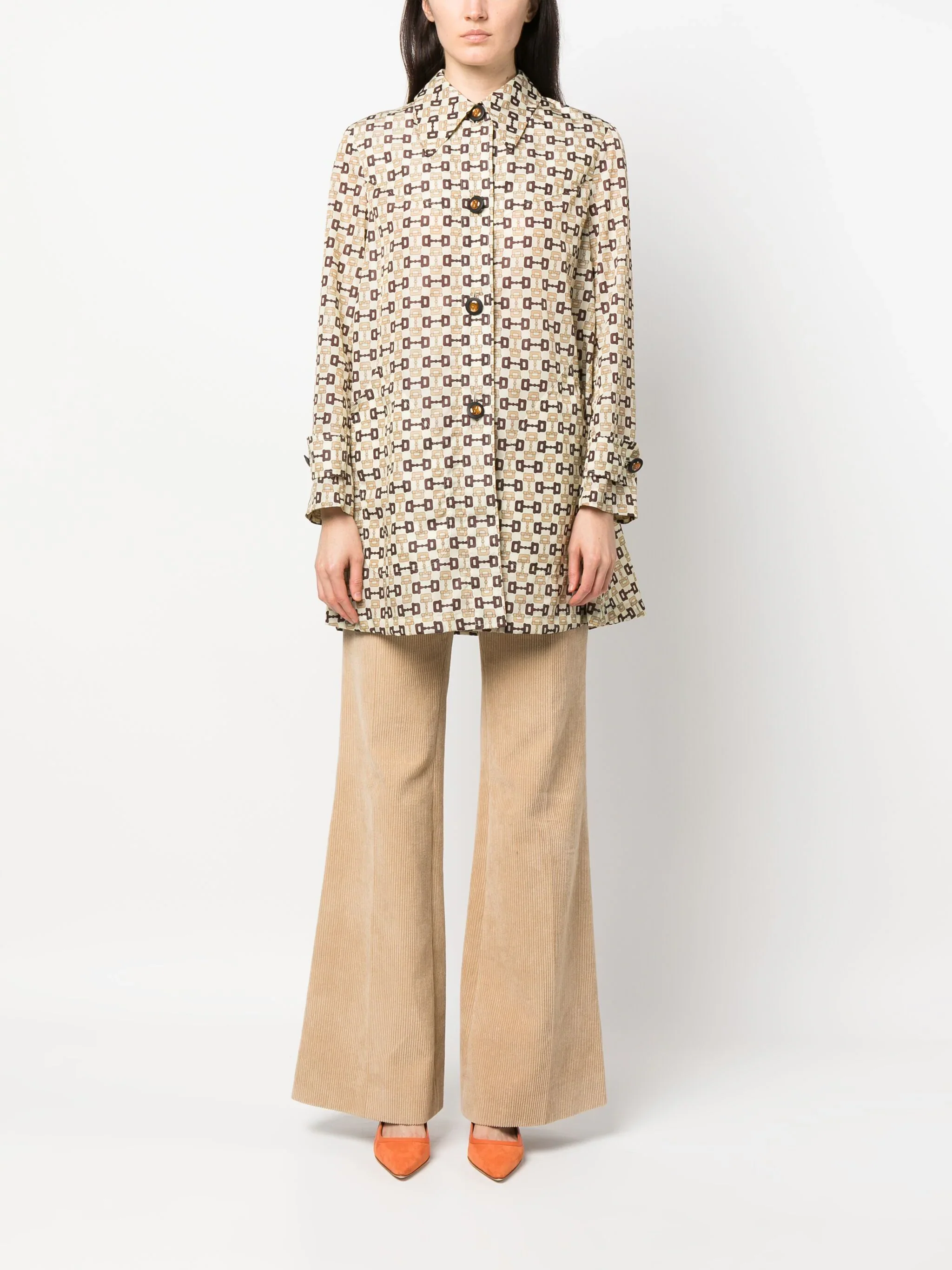 Horsebit-Print Buttoned Coat - Image 2