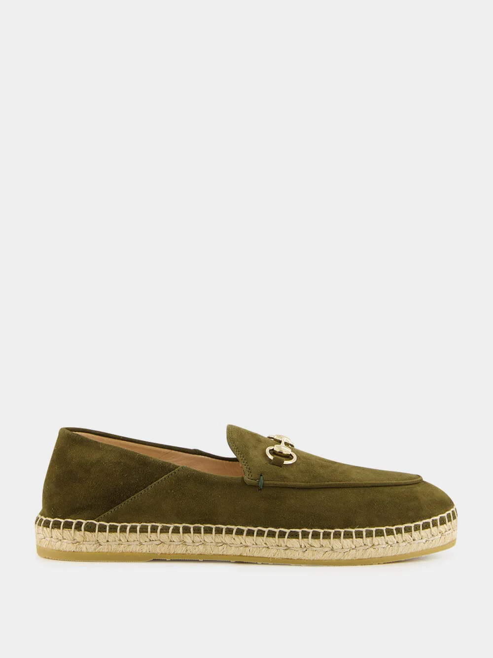 Horsebit Suede Espadrilles in Dark Green