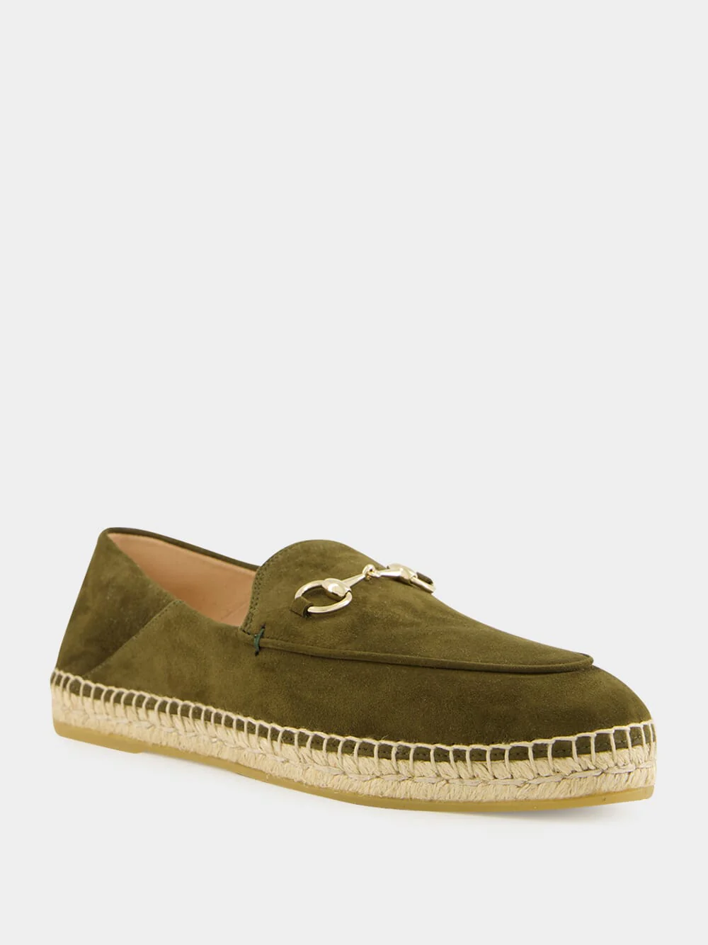 Horsebit Suede Espadrilles in Dark Green - Image 2