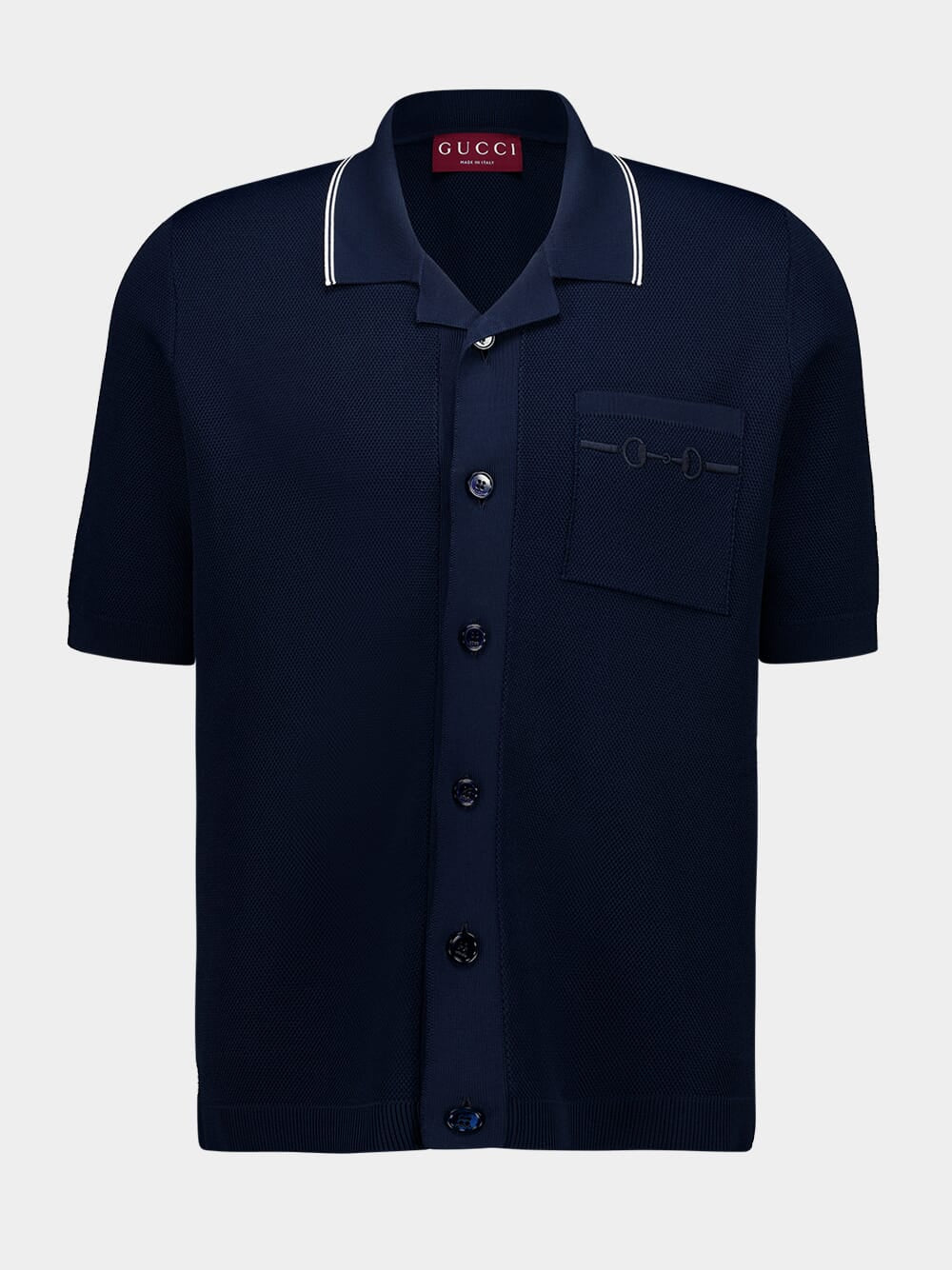 Ink Blue Short-Sleeve Viscose Polo Shirt