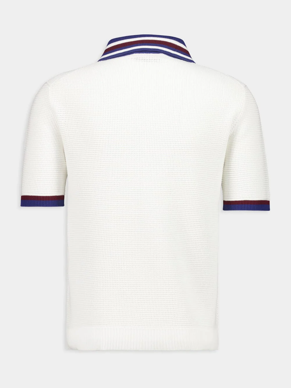 Ivory and Blue Cotton Piqué Polo Shirt - Image 2