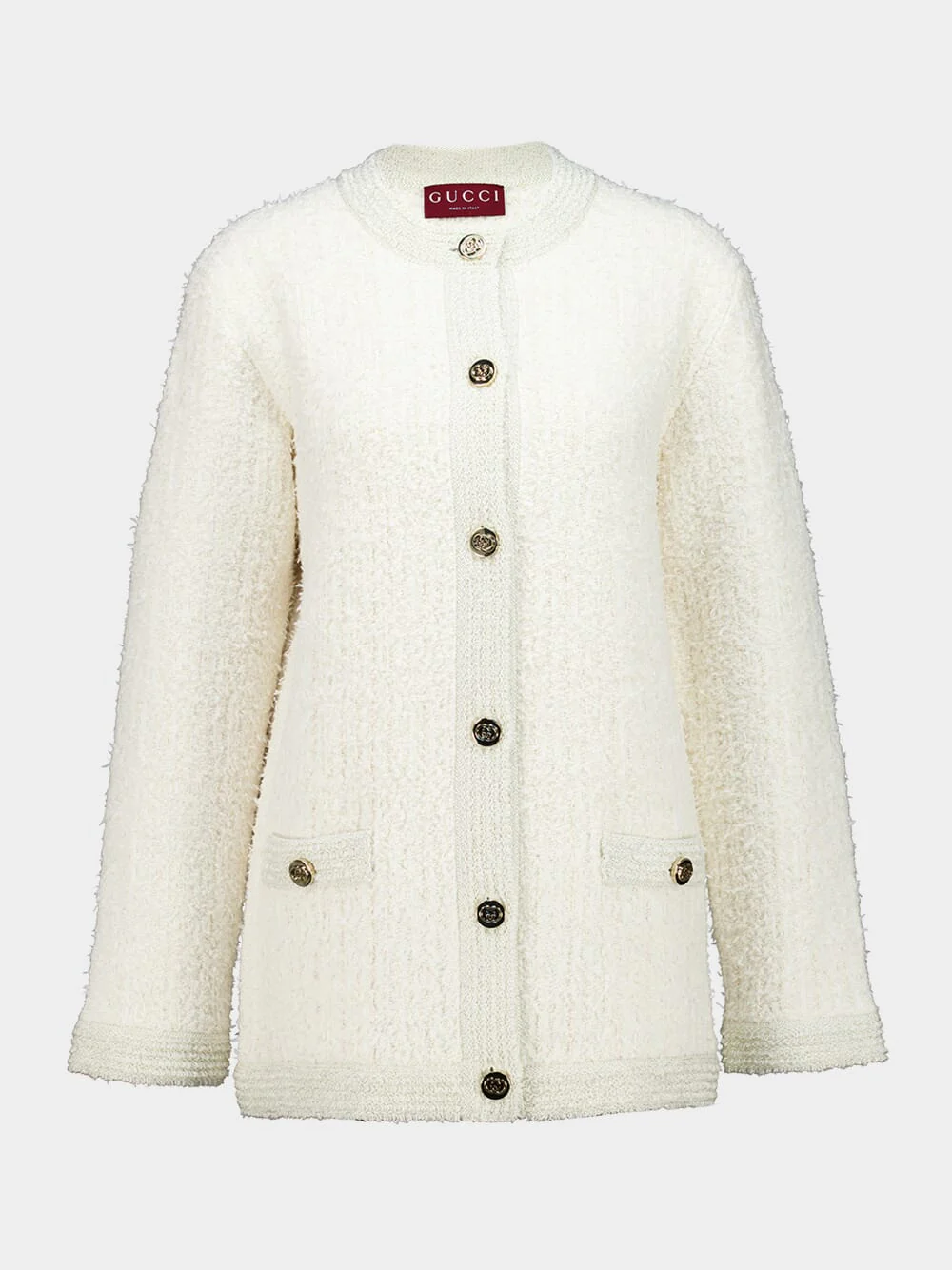 Ivory Bouclé Cardigan with GG Buttons
