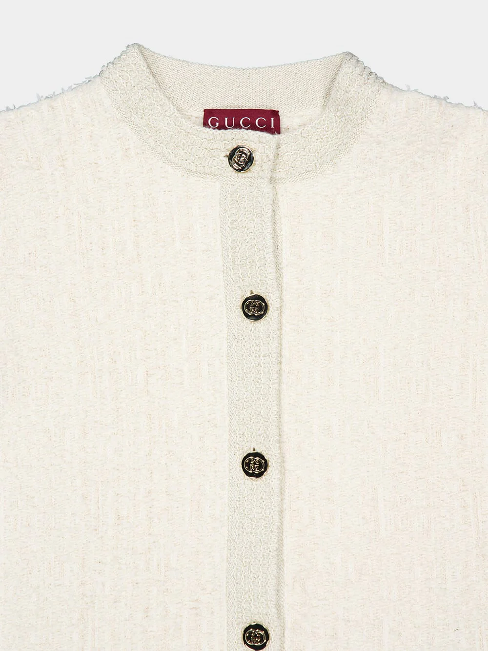 Ivory Bouclé Cardigan with GG Buttons - Image 3