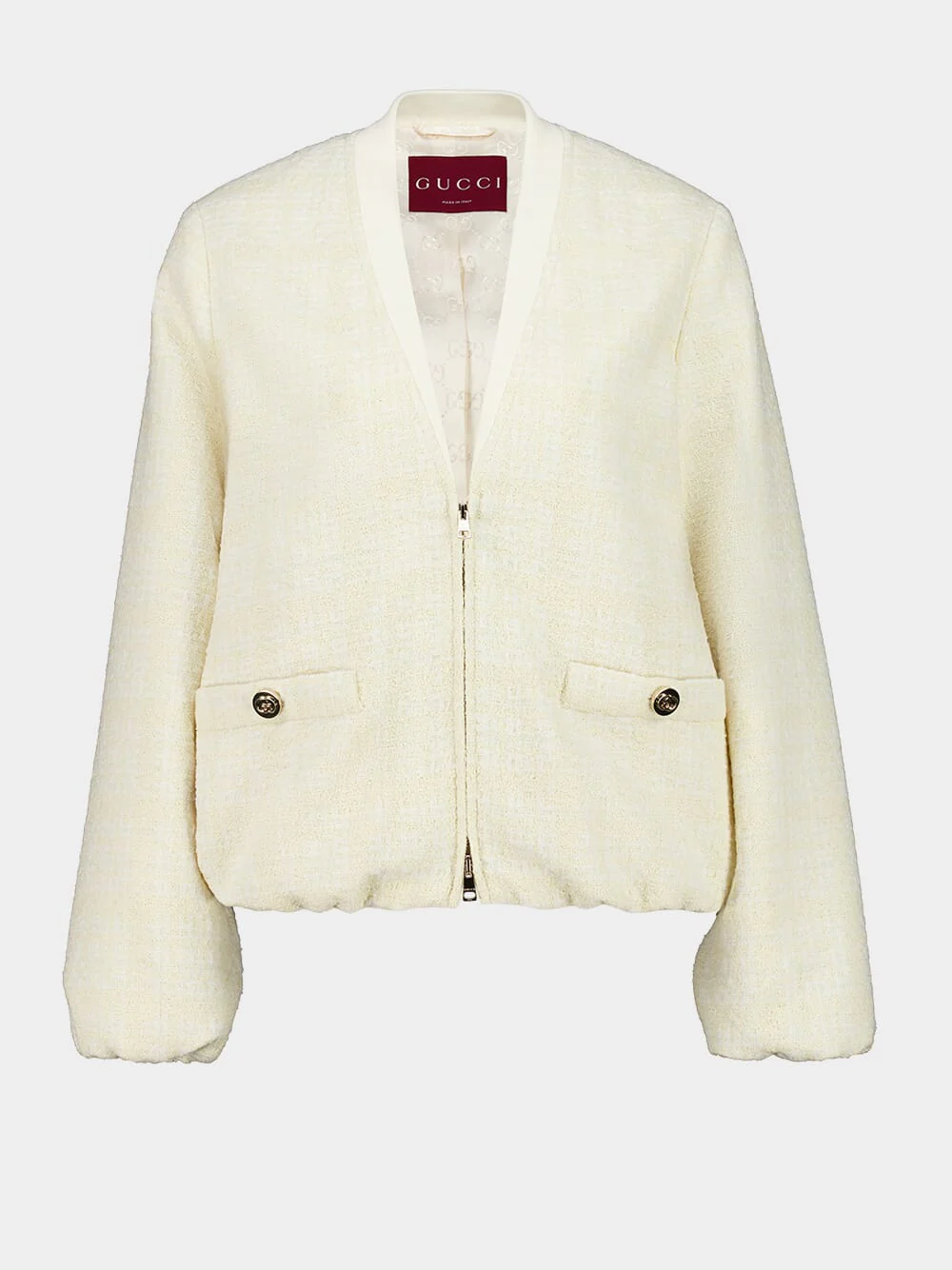 Ivory Check Cotton Tweed Jacket