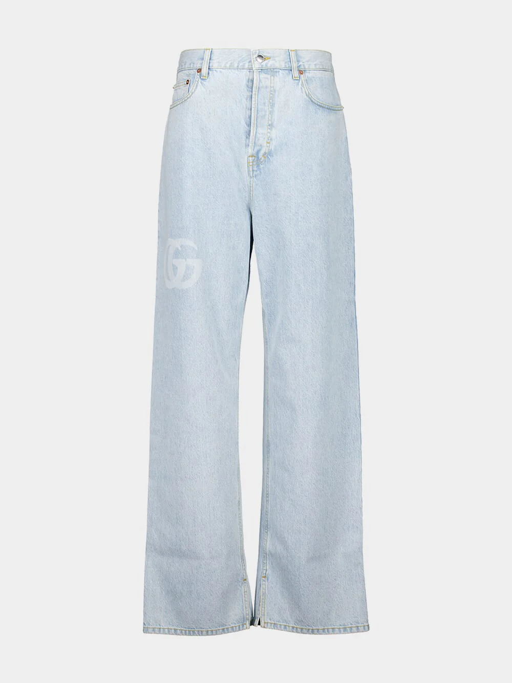 Light Blue Baggy Fit Bleached Jeans