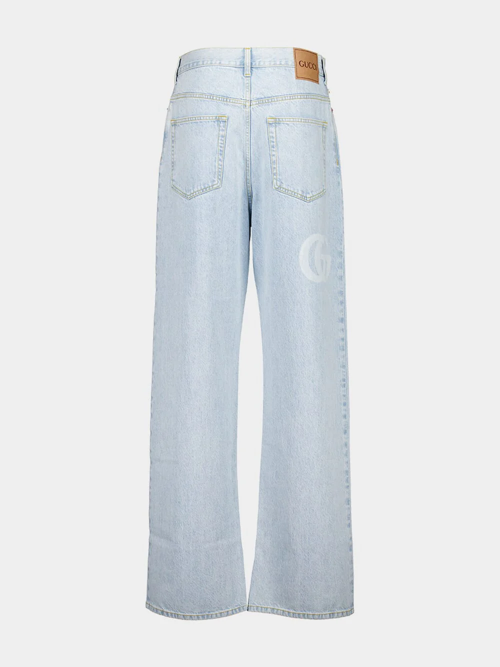 Light Blue Baggy Fit Bleached Jeans - Image 2