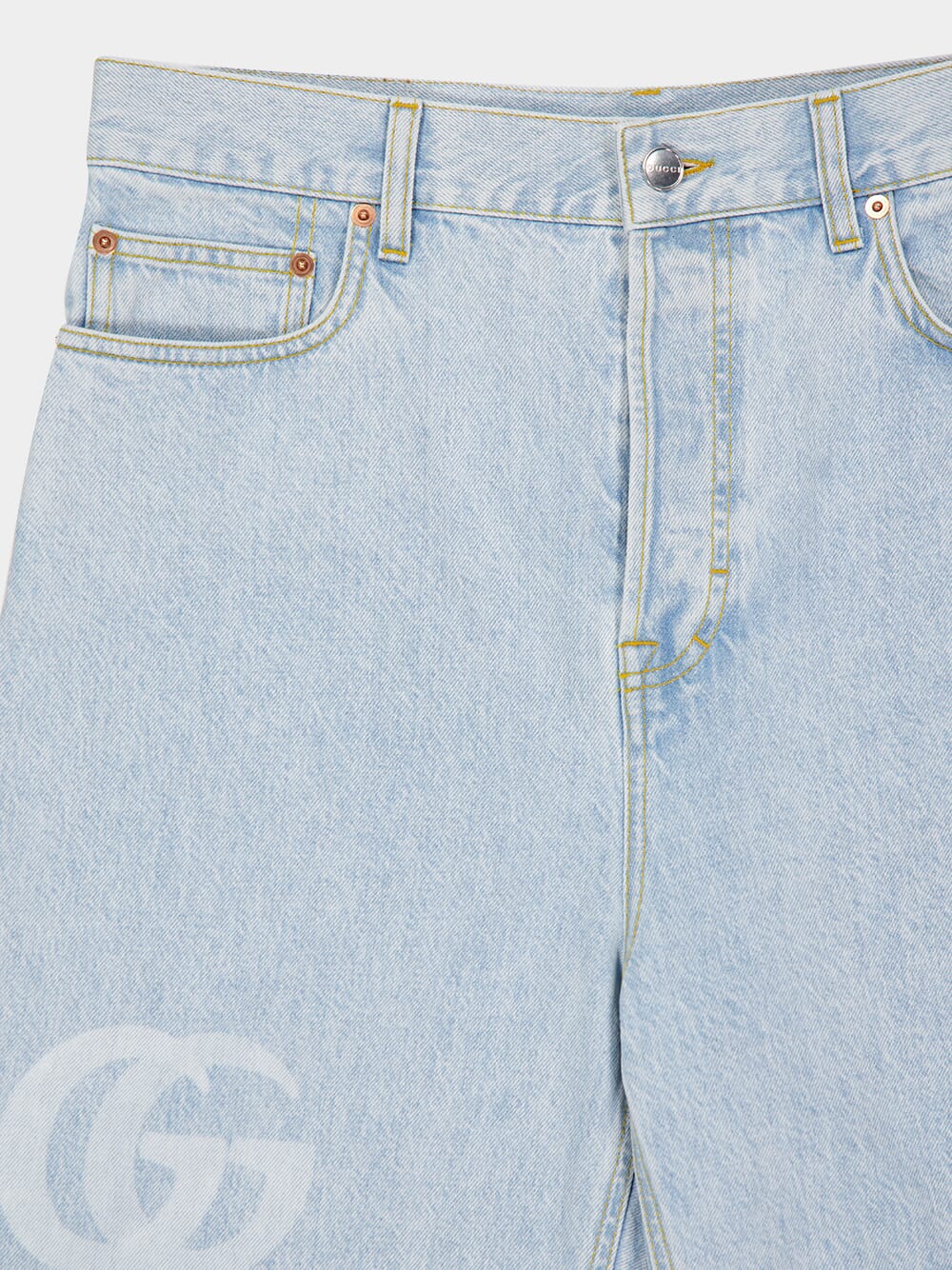 Light Blue Baggy Fit Bleached Jeans - Image 3