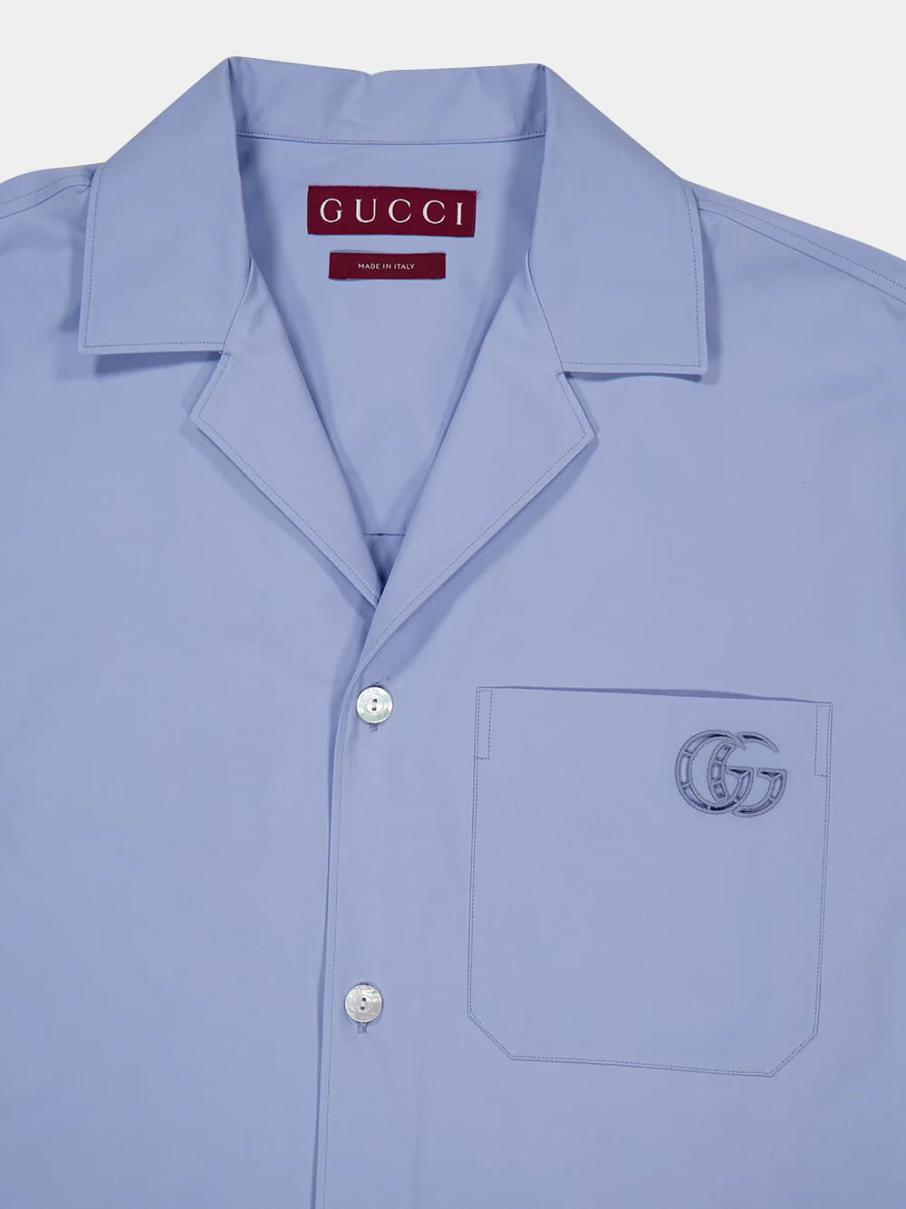 Light Blue Cotton Poplin Shirt with Embroidery - Image 3