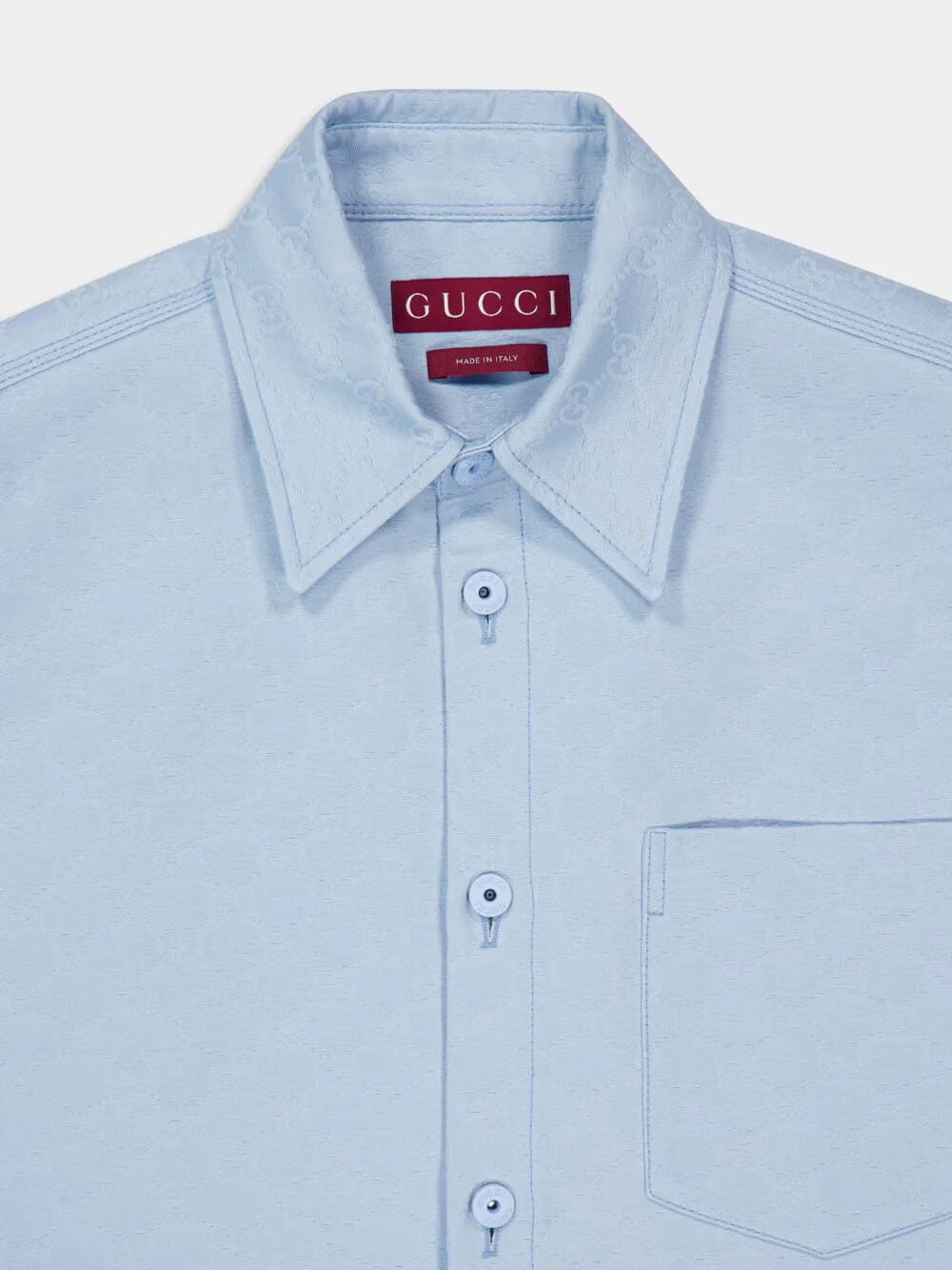 Light Blue Oversize GG Cotton Shirt - Image 3