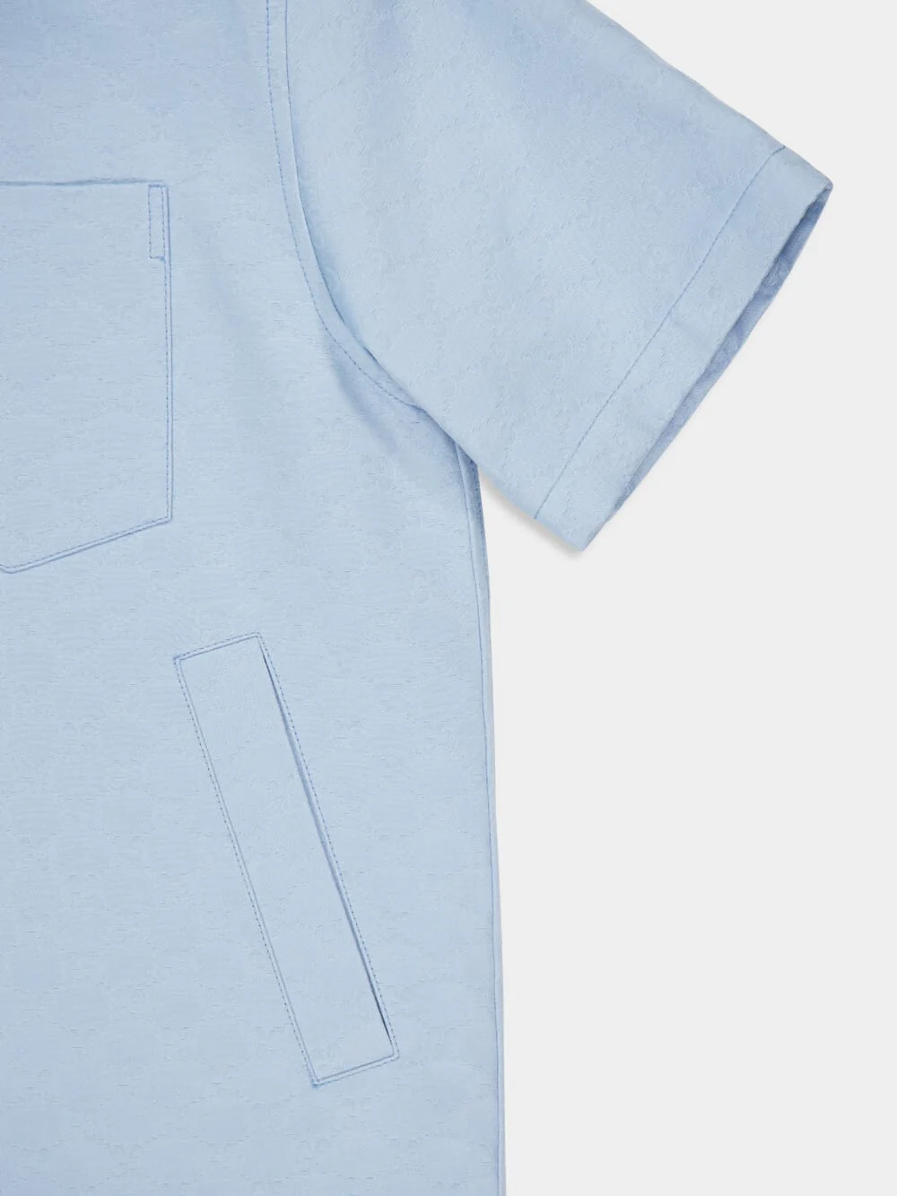 Light Blue Oversize GG Cotton Shirt - Image 4
