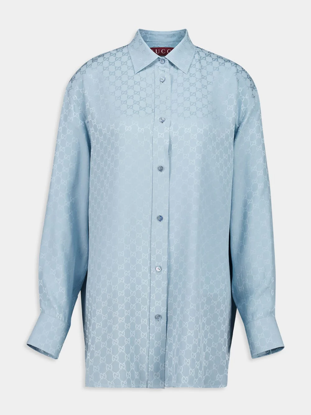 Light Blue Oversize GG Silk Shirt