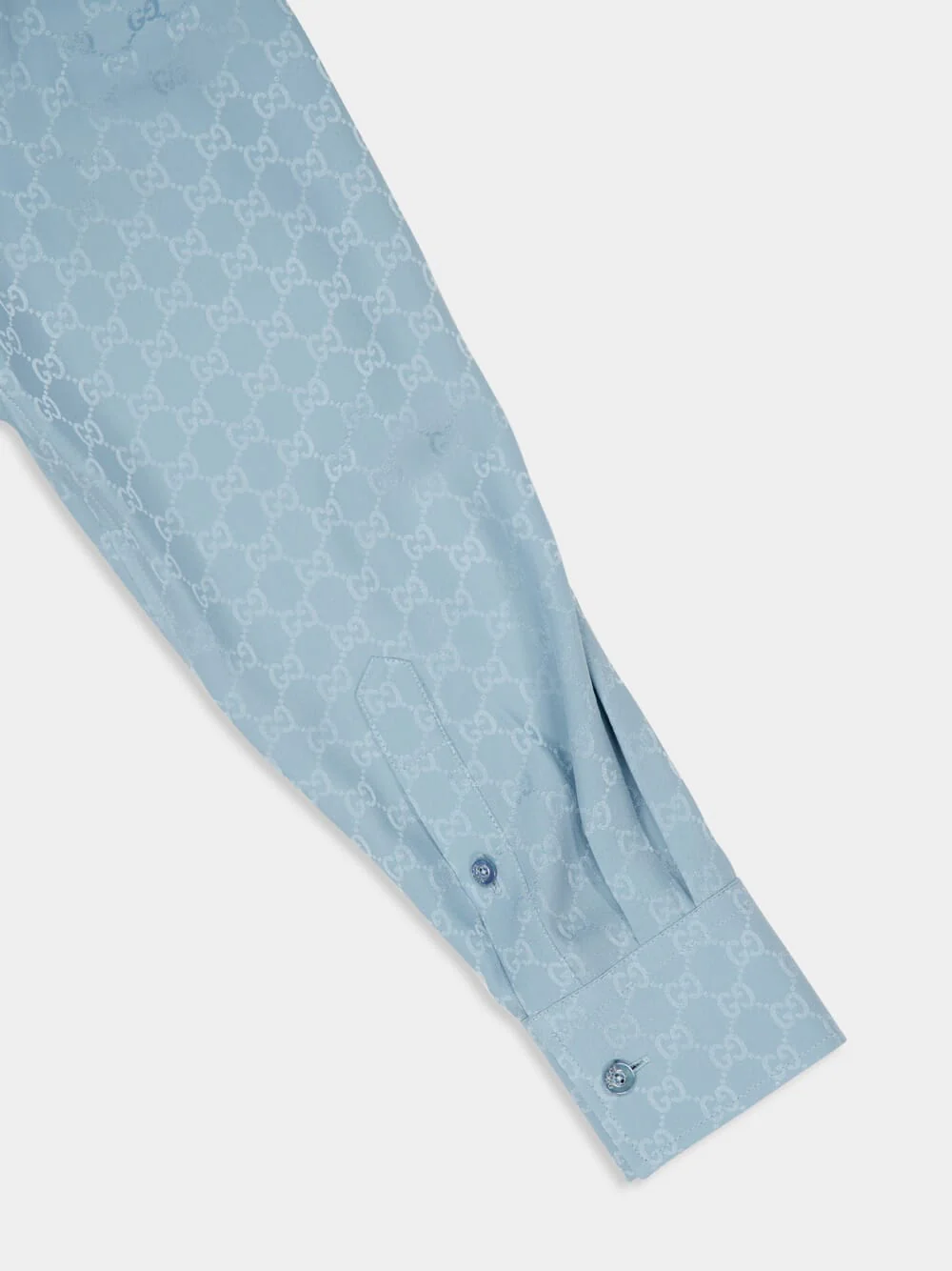 Light Blue Oversize GG Silk Shirt - Image 4