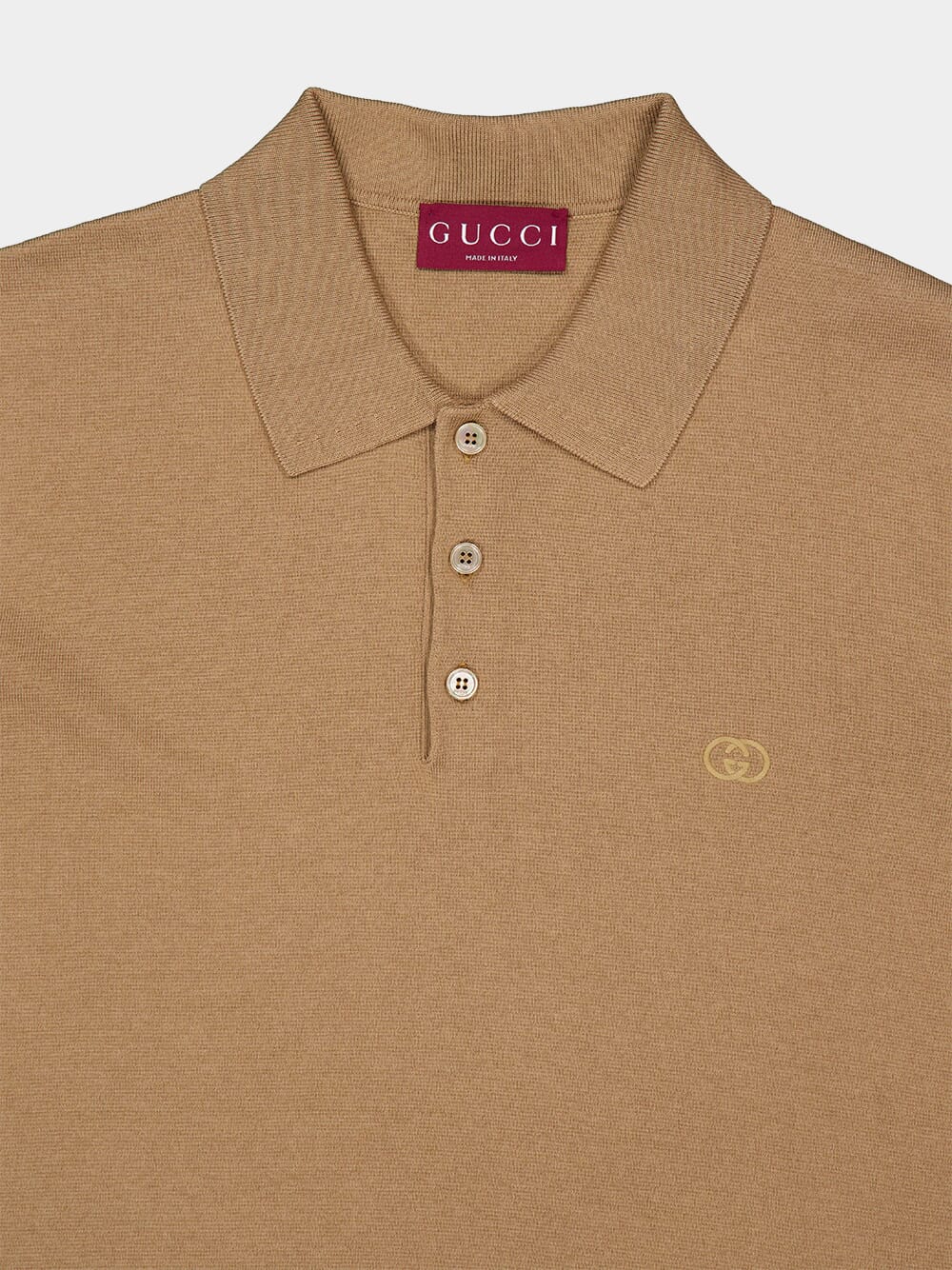 Light Brown Cotton Short-Sleeve Polo - Image 3