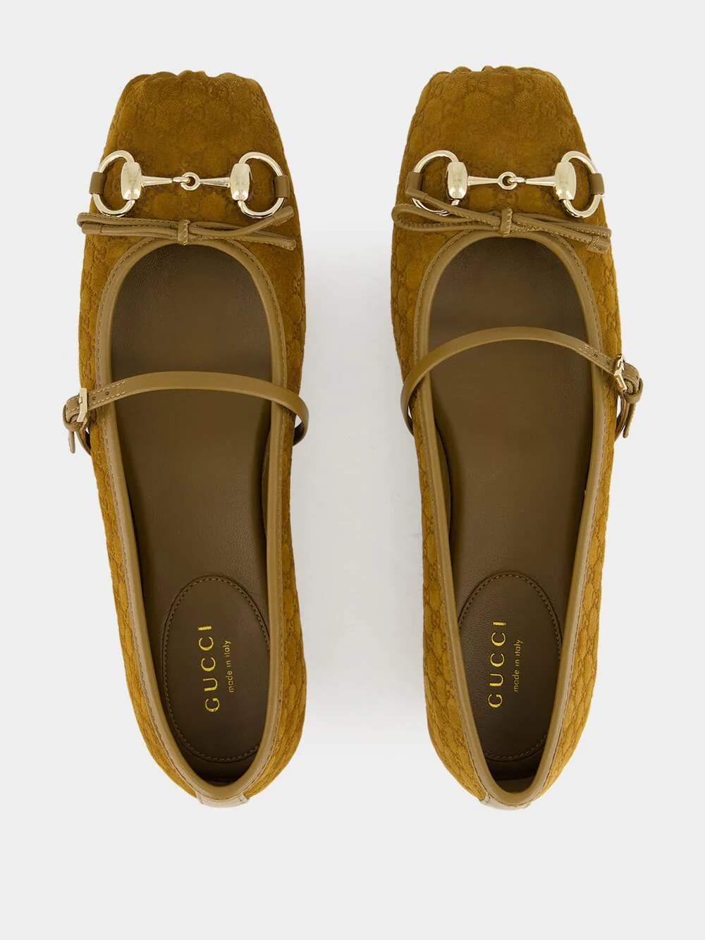 Light Brown Mini Suede GG Horsebit Ballet Flat - Image 4