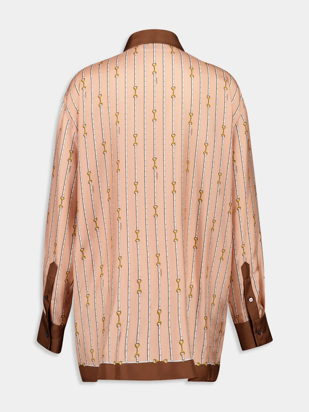 Light Rose and Brown Horsebit Silk Shirt - Image 2